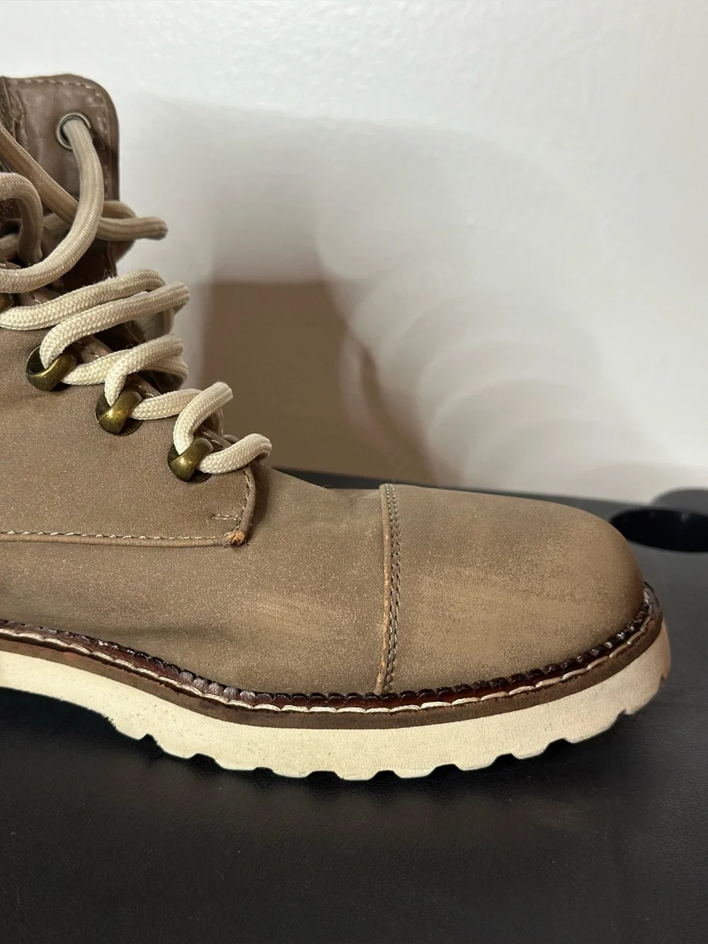 Nautica Men’s Taupe Tan Lace Up Ankle Boots Casual